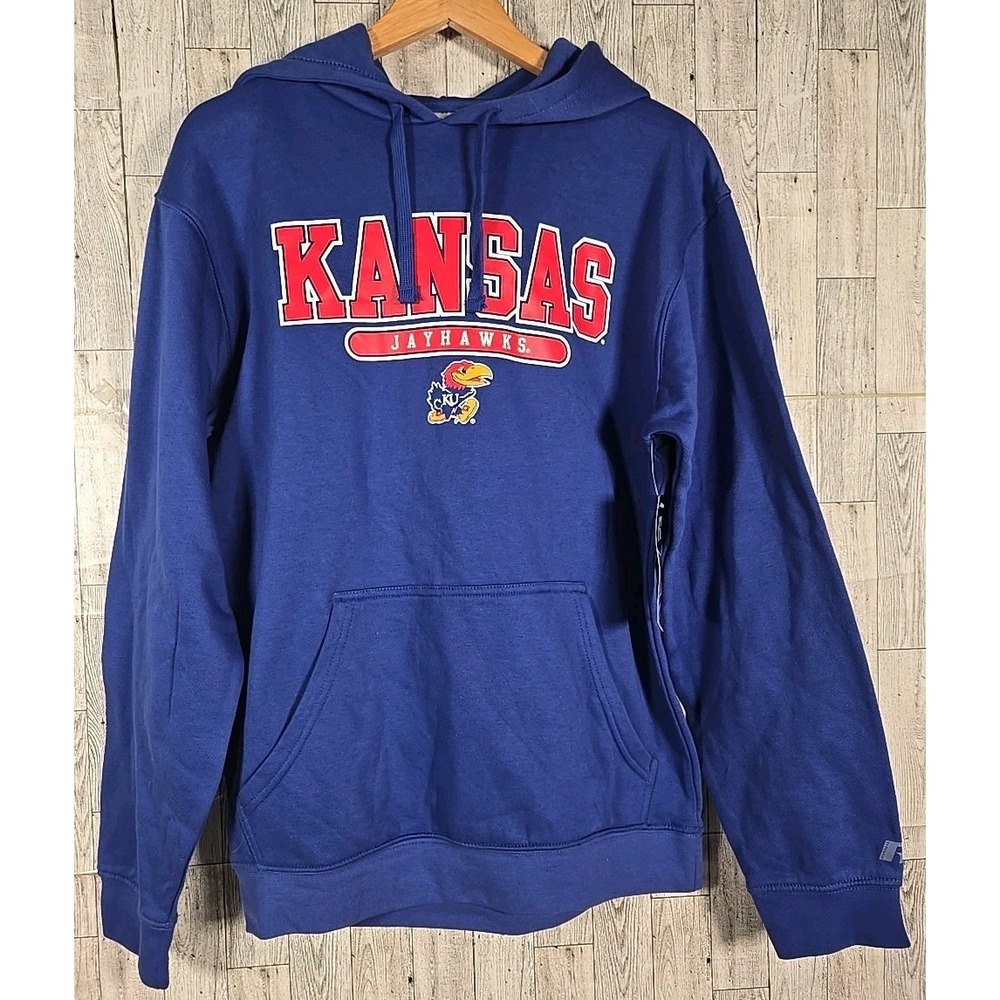 KU Jayhawks Hoodie MEDIUM 38-40 Royal Blue Sweatshirt Kansas University Men NEW